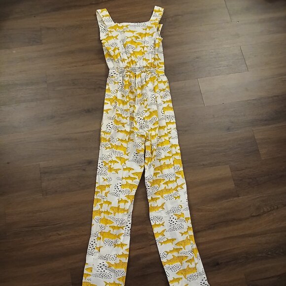 RARE NooWorks Shark Jumpsuit Overalls XS GUC DESIGNER ART GRAPHIC PRINT - Picture 6 of 9